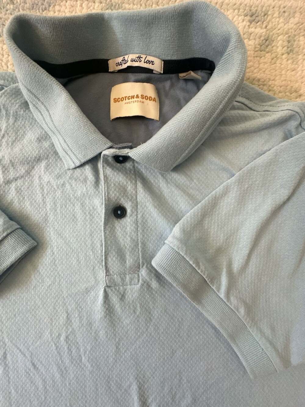 Scotch & Soda Amsterdam Jacquard Polo Short Sleeve Shirt Light Blue Large